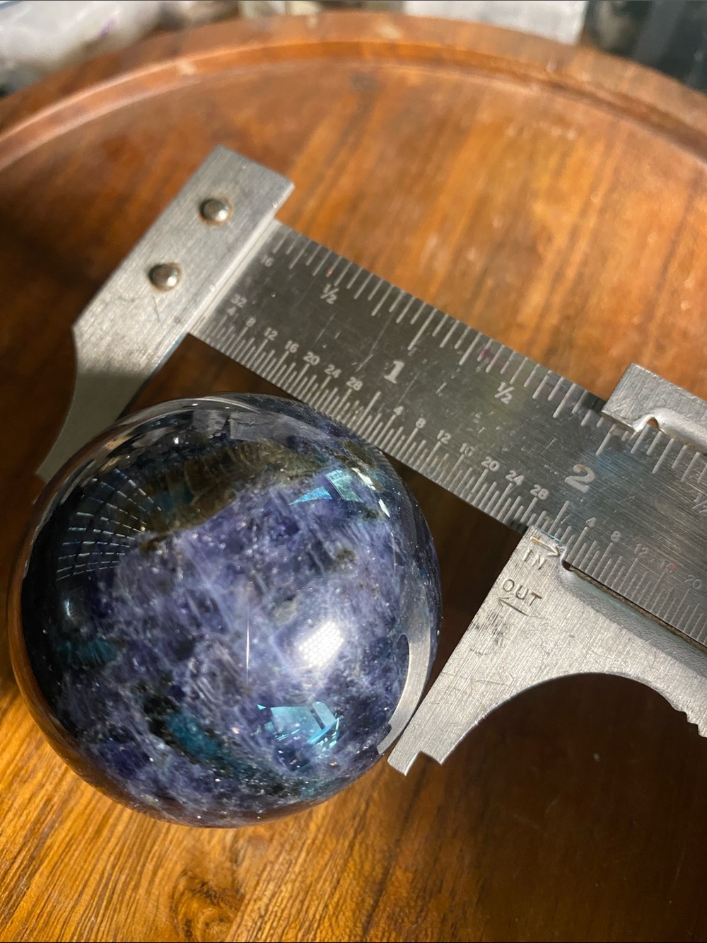 Blue Iolite with Emerald Stone Sphere - Picture 3 of 6